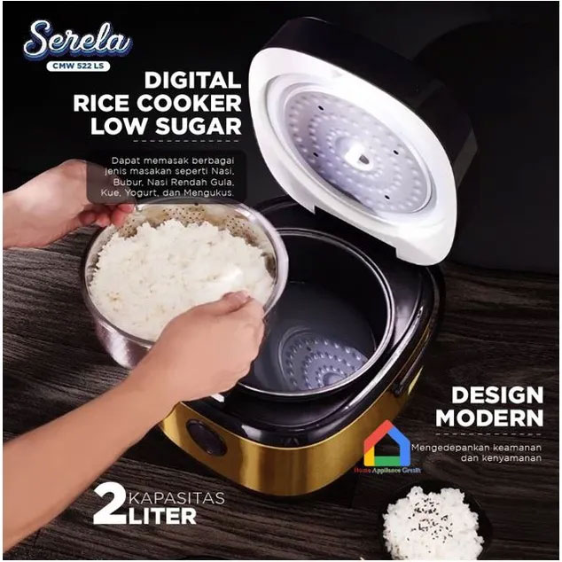 Sekai Rice Cooker Penanak Nasi Low Sugar 5 L - CMW 522 Serela | CMW 522 LS Black